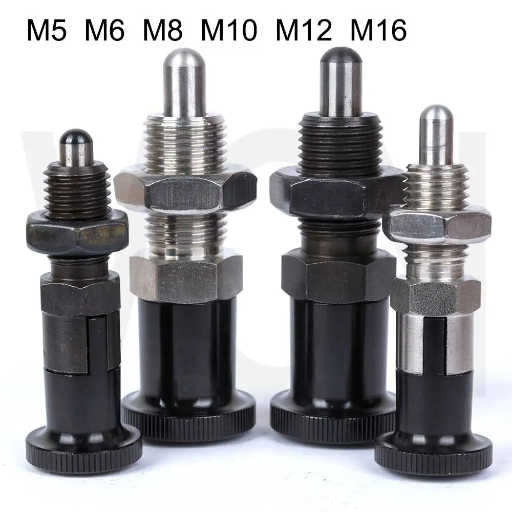 

Stock VCN210 Indexing plungers,spring plungers,spring lock pin,aluminum knob, Screw with spring pin ,fine thread M8M10M12M16