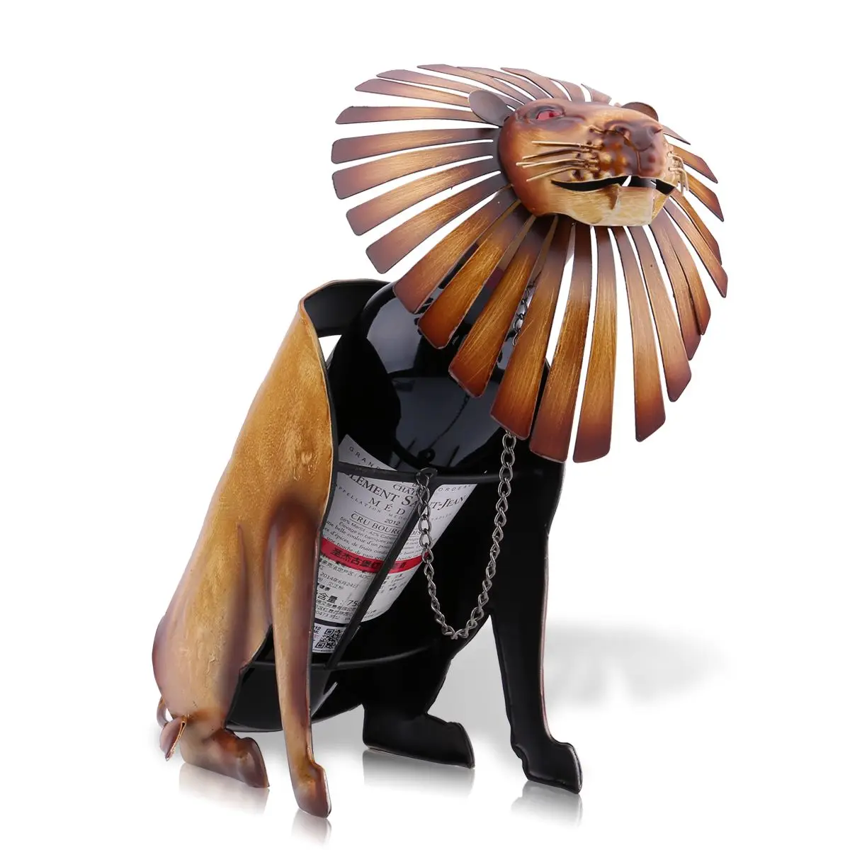 Металлическая скульптура подставка для вина в форме льва полка бутылки