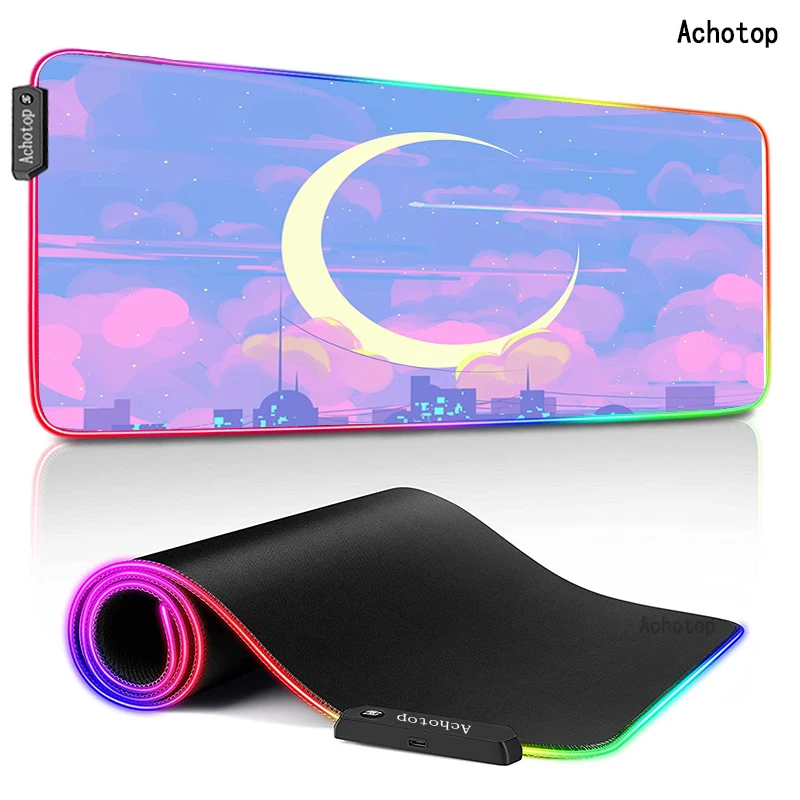 

Sailor Moon landscape art RGB Mouse Pad Desktop Mousepad Free Shipping Gaming Large Mouse mat Keyboards Mat Mouse Pad Gamer Pink