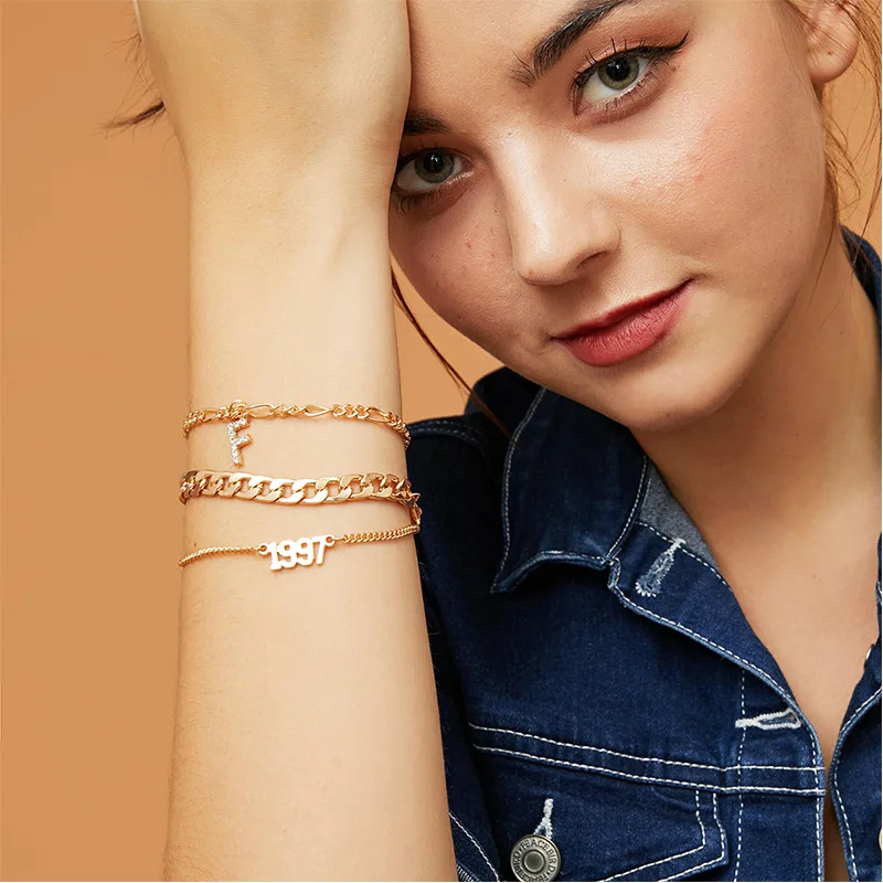 2022 модный толстый браслет для женщин и девушек простой ретро с надписью лет шармы