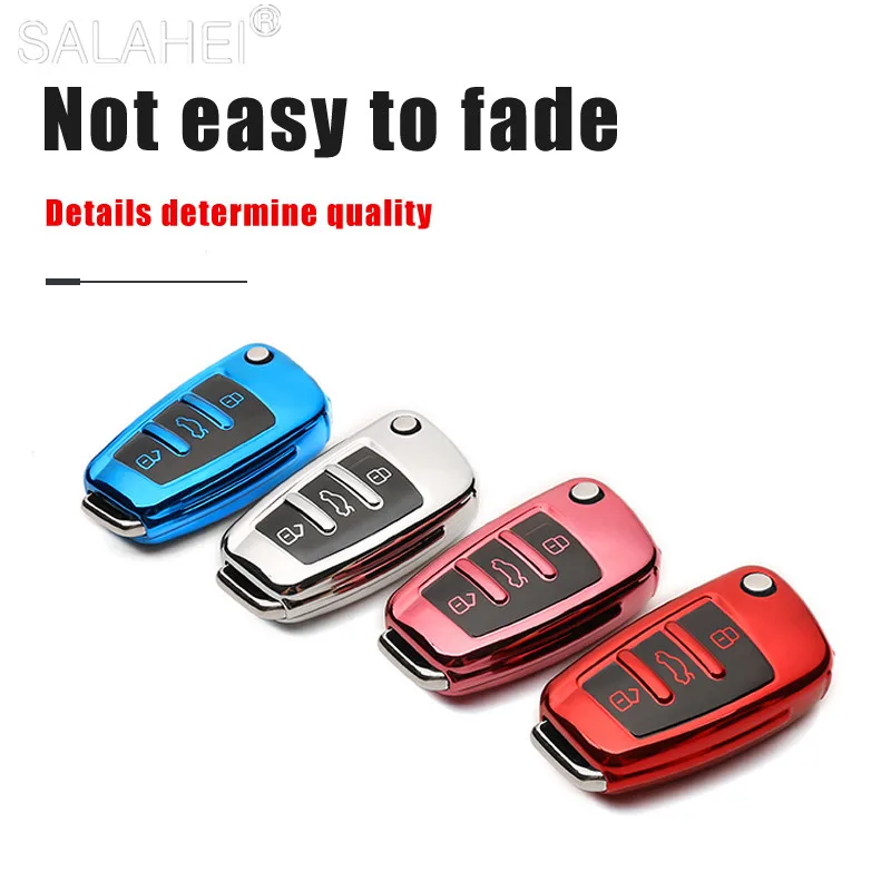 

New Soft TPU Auto Car Key Case For Audi A1 A3 A4 A5 Q7 A6 C5 C6 Car Holder Shell Remote Cover Car-Styling Keychain Accessories