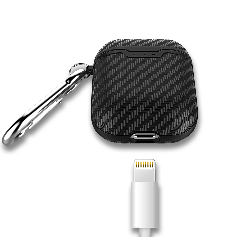 Беспроводной чехол для наушников для AirPods чехол Роскошный зеленый Карбон волокно силиконовый защитный чехол для Air Pods 2 Чехол с крючком fundas