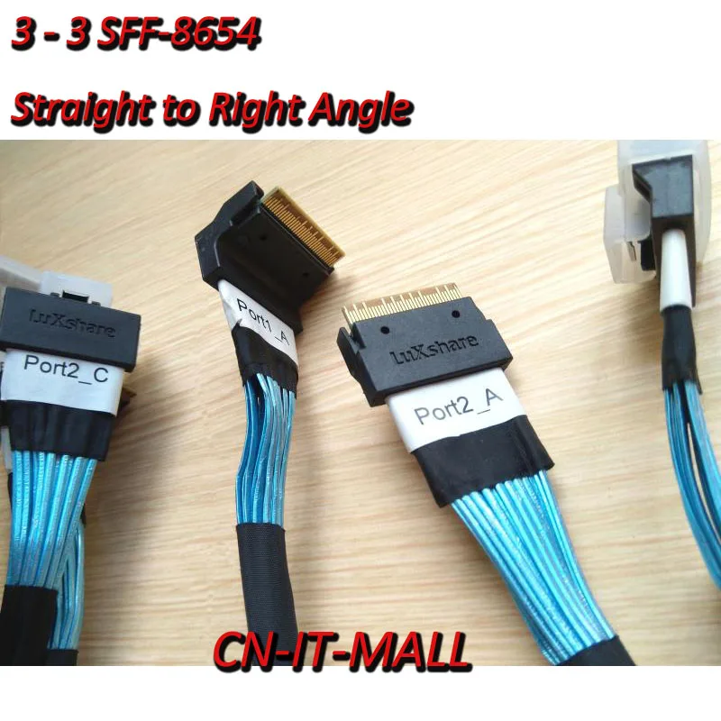 

NEW 3 to 3 3 Slim SAS4.0 SFF-8654 8i Straight to Right Angle R0003