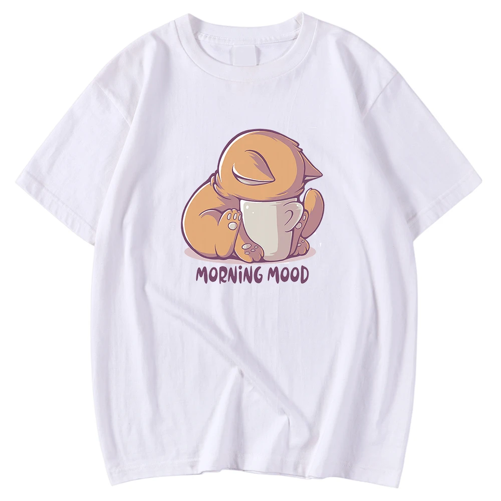 

Kohpweran Cute Cat Put Face In Botter Funny Print Oversized Loose Male Short Sleeved T-Shirt Clothing Summer Tee Shirts