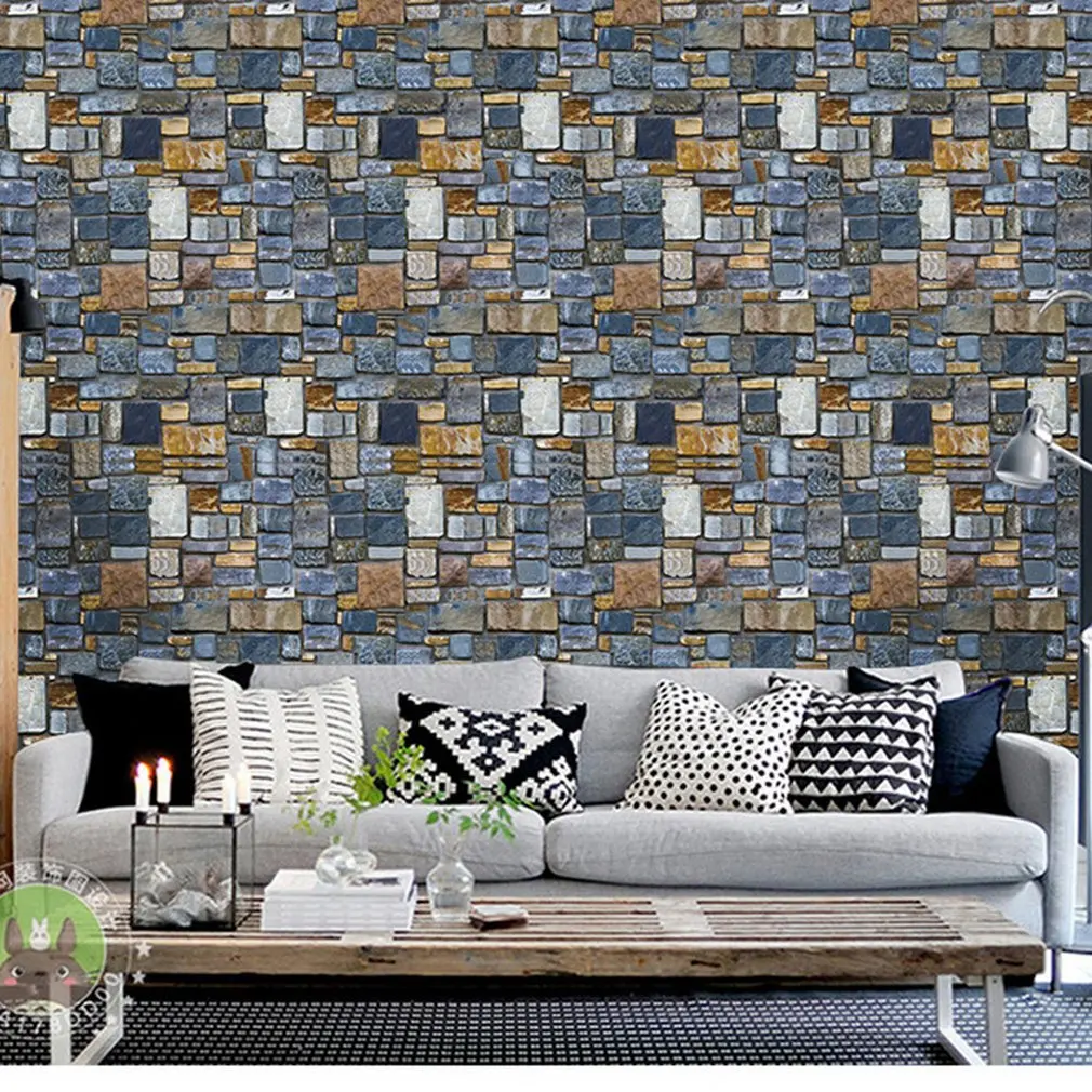 

Home Decor 3D PVC Wood Grain Wall Stickers Paper Brick Stone wallpaper Rustic Effect Self-adhesive Home Decor Sticker Room