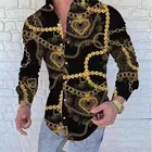 Осенняя мужская рубашка 2021, новая модная рубашка с цифровым принтом, Повседневная приталенная рубашка с отворотами и длинным рукавом, Мужской Топ, блузка