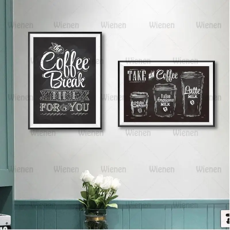 

Cafe Canvas Paintingcoffee Break Time for You Quotes Art Print Vintage Chalk Chalkboard Style Poster Coffee Shop Wall Art Decor