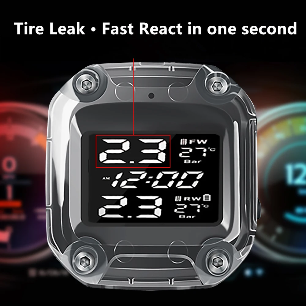 Монитор давления в шинах для мотоциклов TPMS ЖК дисплей цифровой экран Магнитная