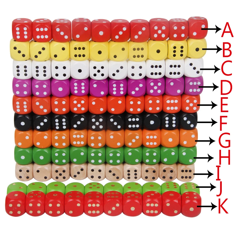 10 искусственных деревянных костей 16 мм красочная твердая деревянная точка