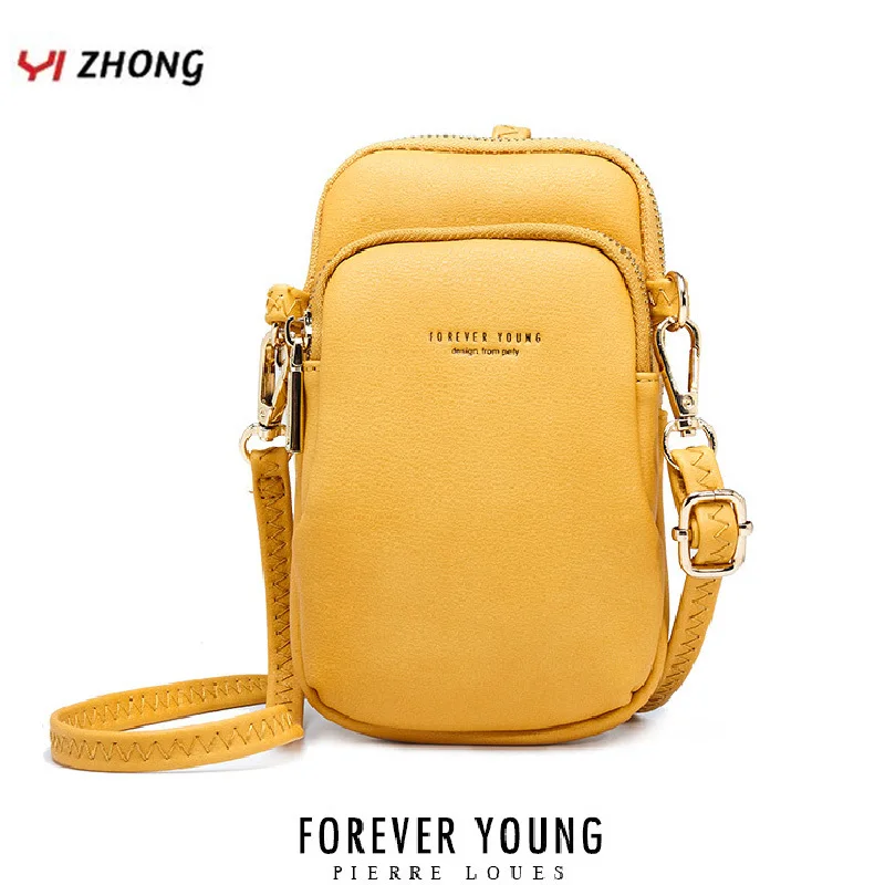 YIZHONG Маленькая кожаная роскошная сумка для сотового телефона на плечо брендовая
