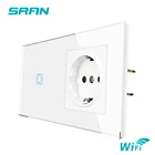 Настенная розетка SRAN Tuya, 2 рамки, беспроводная, 153 х82 мм, 16 А