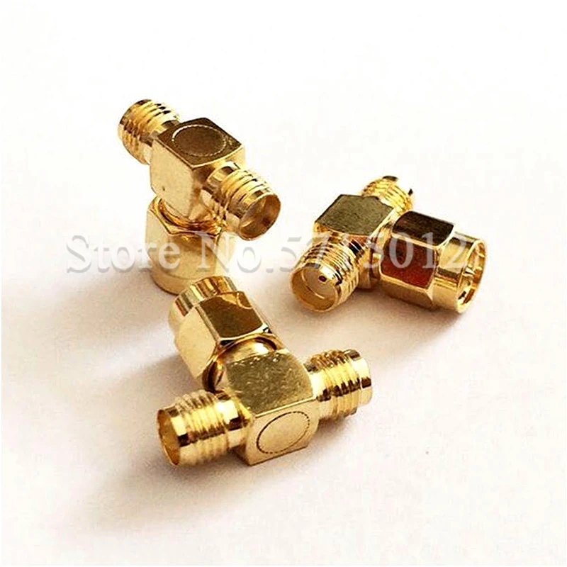 

2pcs SMA-KJK T-shape RF Cable Adaptors SMA Male Turn 2 Famale Socket Connector Converter Tee Connector Adaptor