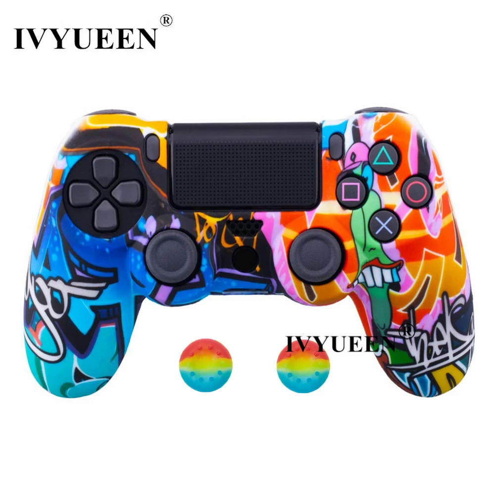 Силиконовый Камуфляжный защитный чехол IVYUEEN для sony Dualshock 4 PS4 DS4 Pro, тонкий контроллер, палочки для большого пальца, ручки, колпачки