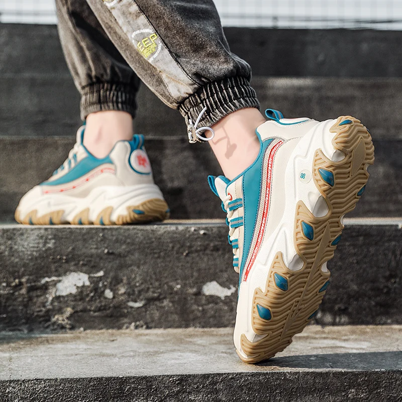 

Spring Men's Casual Shoes Keep warm Platform Breathable Rubber Sports Shoes Lace-Up Air Mesh Outdoor Running Shoes