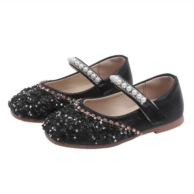 

Girl's shoes 2020 spring and autumn new girl's diamond shoes Korean girls Sequin princess shoes pearl dance shoes