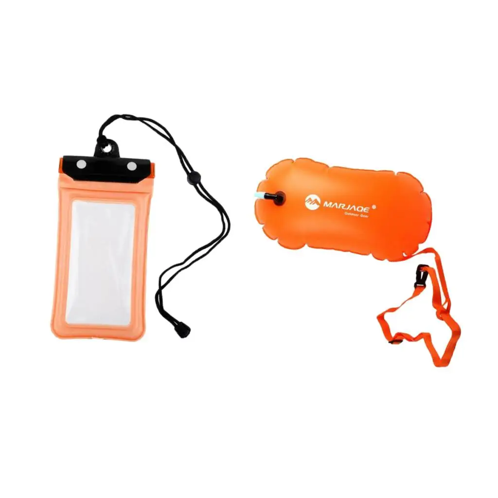 

Sports Safety Swim Buoy Tow Float Inflatable Air Bag +Waterproof Phone Case