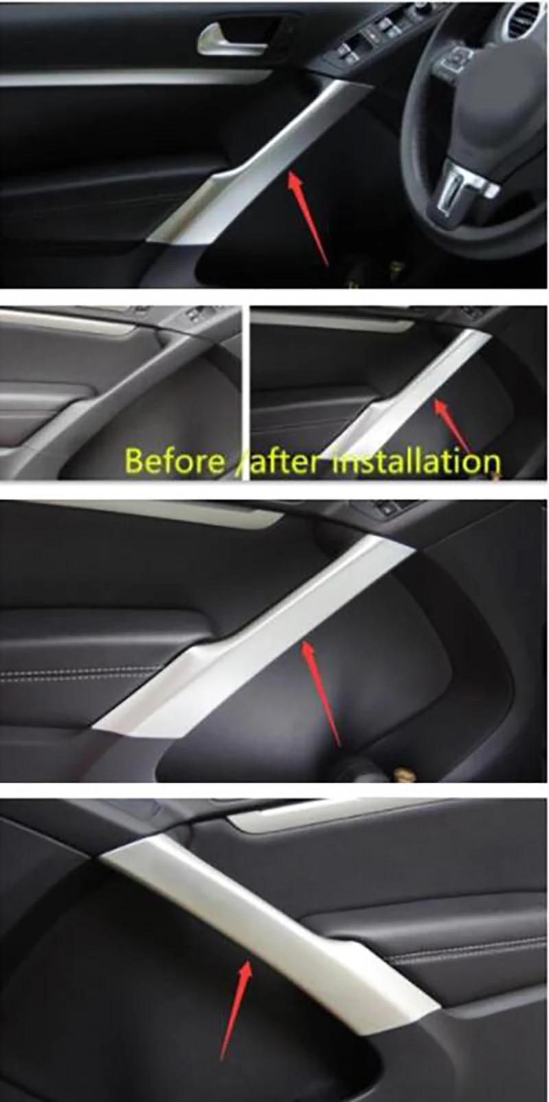 4 шт./компл. подходит для Vw Tiguan 2012 2013 ABS Chrome матовая отделка внутренняя дверная ручка подлокотник декоративная крышка Накладка для укладки волос