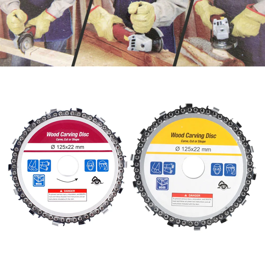 

5 Inch Wood Carving Disc Woodworking Chain 13 Tooth Chain Saw Disc For Wood Carving Sculpting Cutting For 125mm Angle Grinder