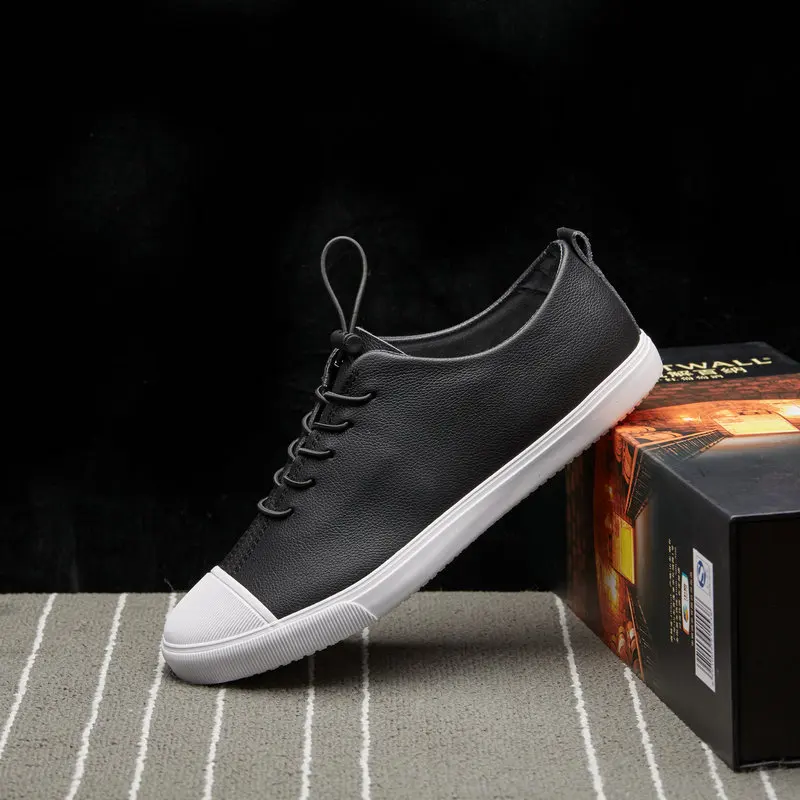 Кроссовки мужские из ПУ кожи модная повседневная обувь эластичная лента