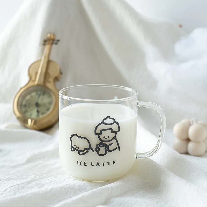 Популярная корейская детская чашка для молока, милая палочка, стеклянная чашка для воды с рисунком в виде фигуры, домашняя термостойкая чашка для сока, эспрессо, кофе
