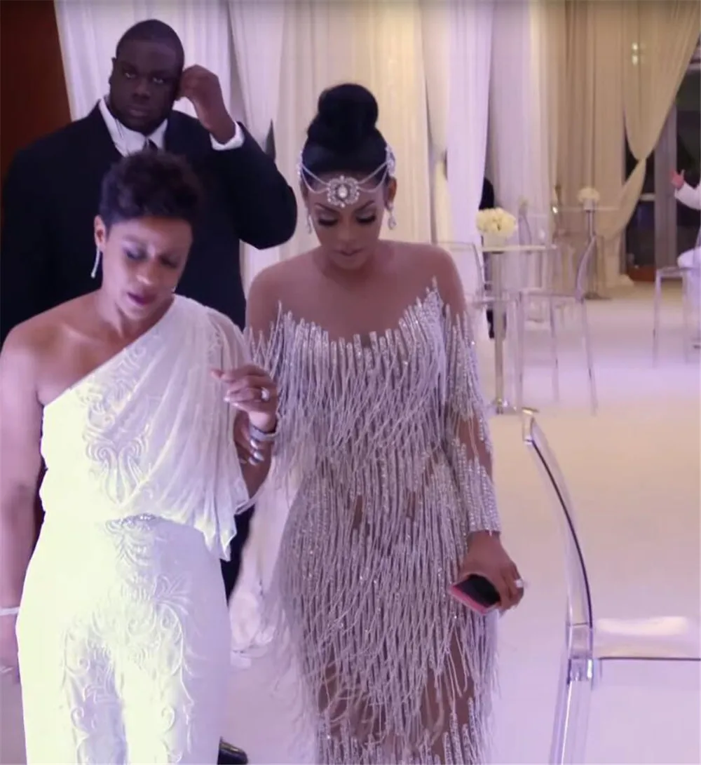 Роскошные серебряные платья с бусинами для выпускного вечера 2020 Сексуальные