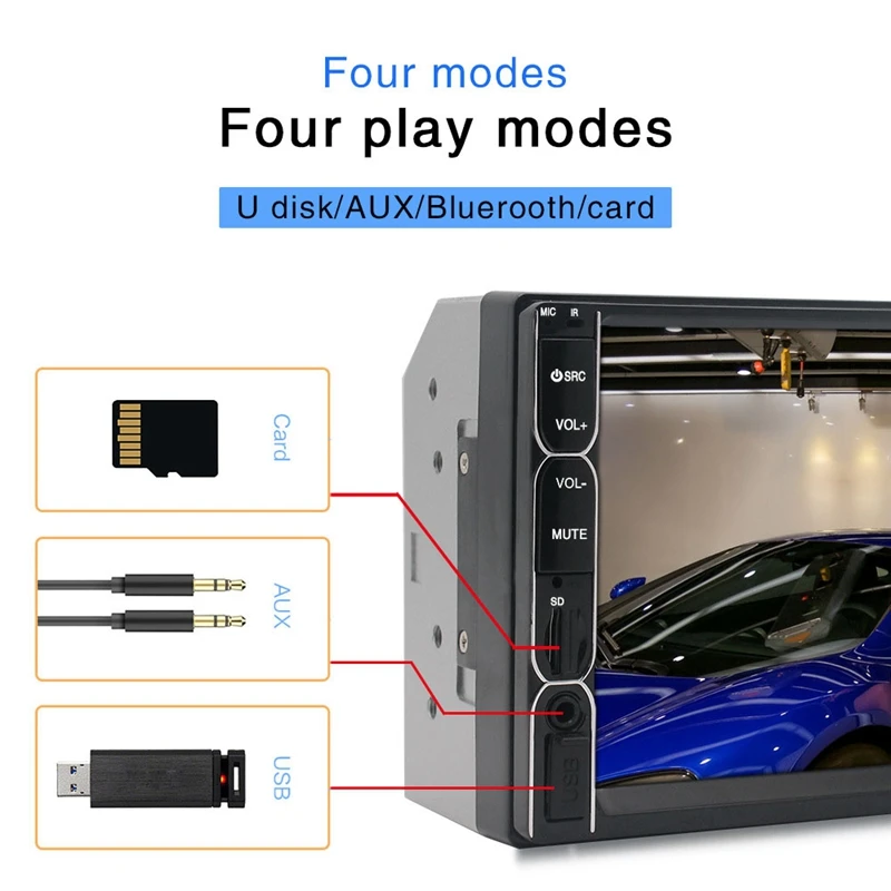 Автомагнитола 7081B 2 Din 7 дюймов Mp5 сенсорный экран Bluetooth мультимедиа камера заднего