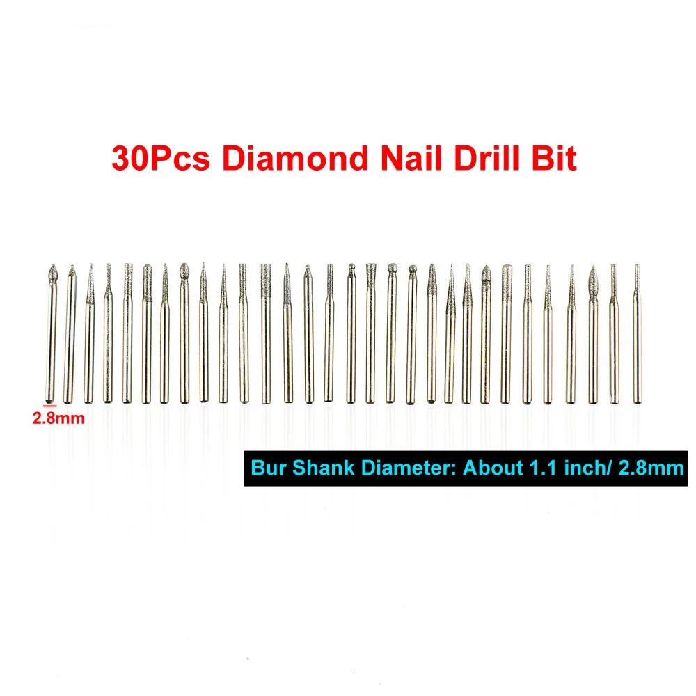 Алмазная фреза для полировки ногтей 30 шт.|drill glass|bit drilldrill bit for metal |