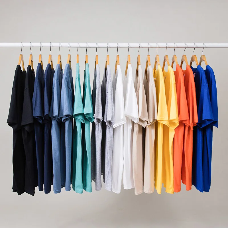 Тяжелая хлопковая Однотонная футболка 8 унций Мужская модная брендовая с