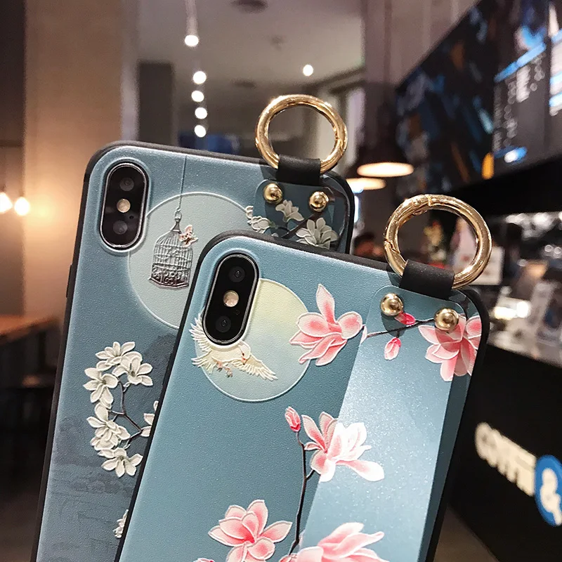 fitted cases for iphone 11 pro max x xr xs max 6 6s 7 8 plus wrist strap soft tpu case phone holder cover kickstand coque capa free global shipping