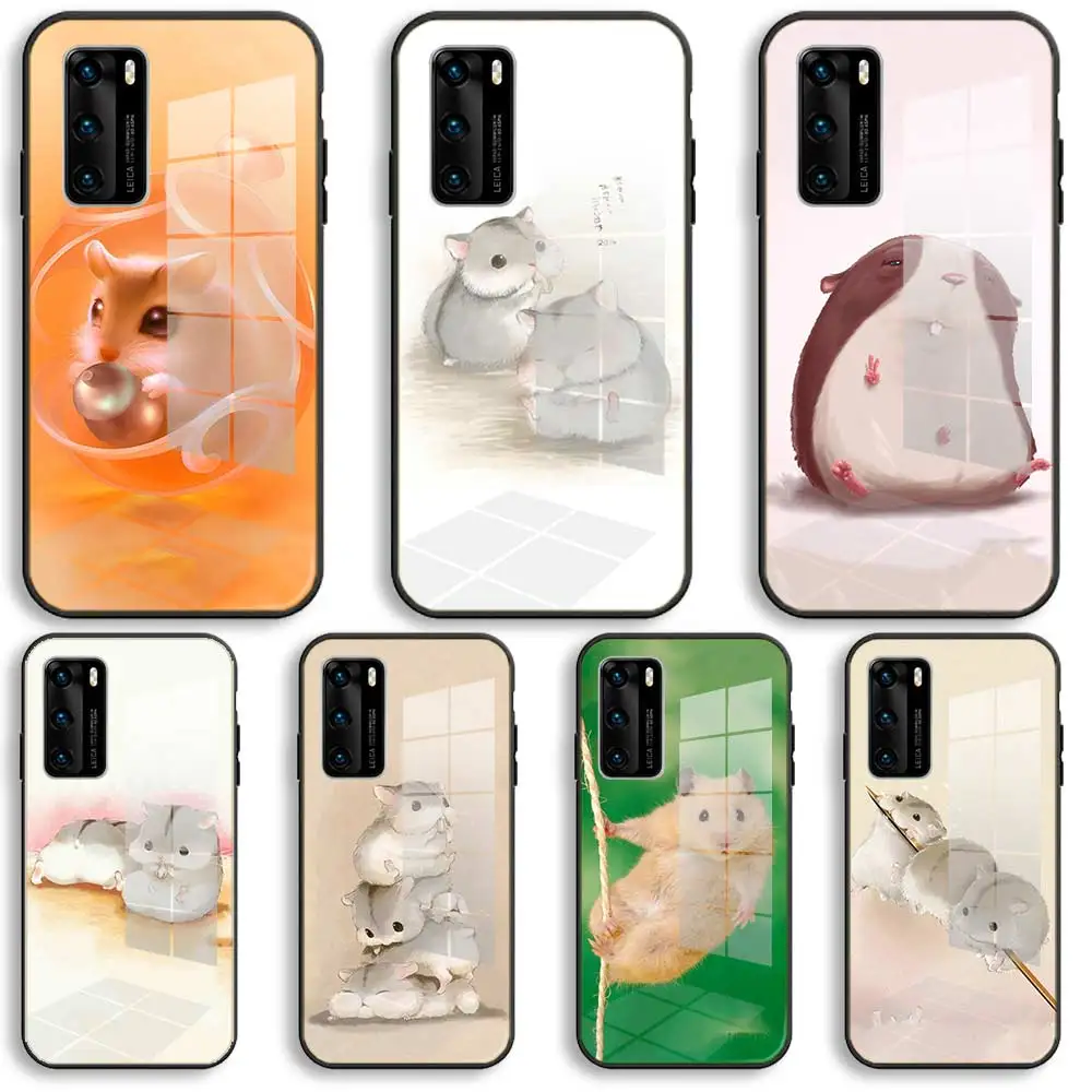 Милые мягкие стеклянные Чехлы в виде хомяка для Huawei P40 P30 P20 Pro Lite Plus P30lite P40lite E P Samrt