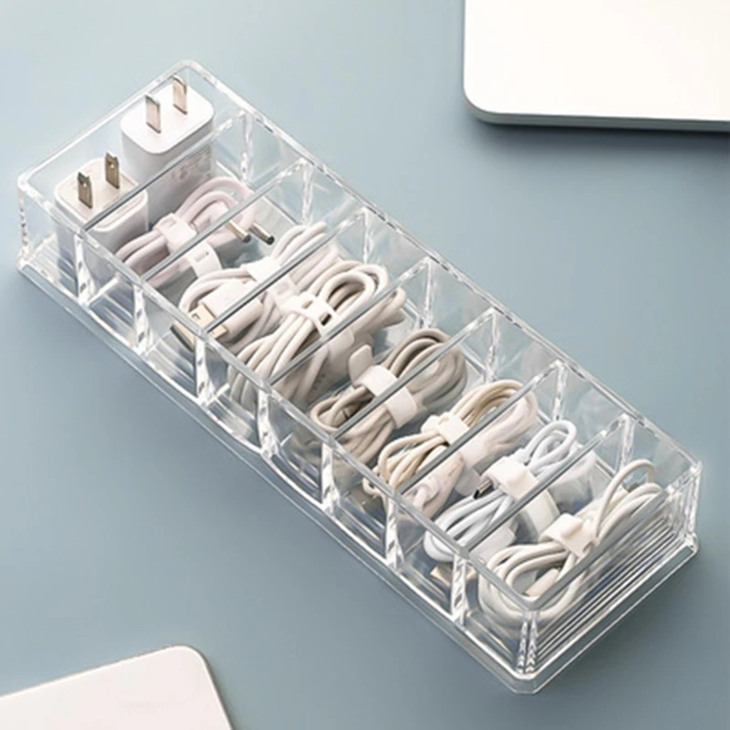 

Desktop Data Cable Storage Artifact Mobile Phone Charger Charging Box Sorting Grid Power Winder Organiser