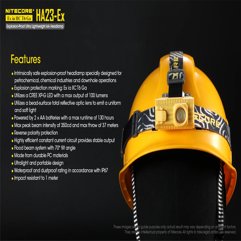 Налобный фонарь NITECORE HA23-Ex взрывозащищенный ультрасветильник белый свет XP-G