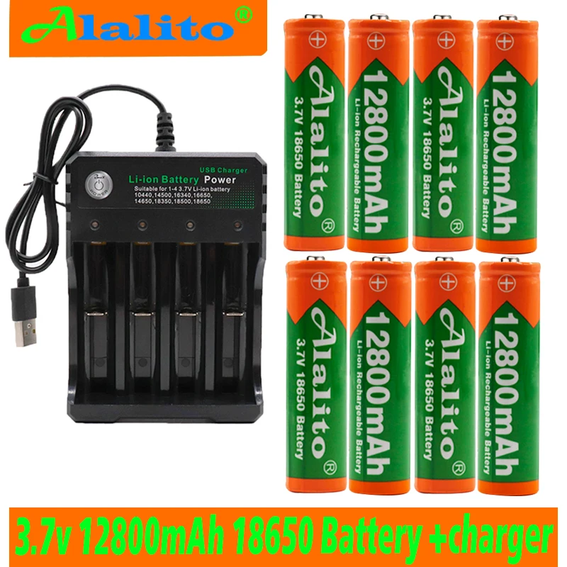 2019 18650 Батарея 3 7 V 12800mAh перезаряжаемая liion батарея для светодиодного фонарика