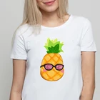 Забавная футболка, женские топы с графическим принтом, футболки с принтом ананасов, футболка, женская футболка в стиле Харадзюку с коротким рукавом, одежда в Корейском стиле