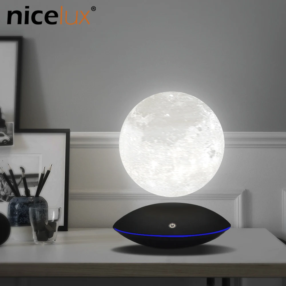 Night Lights Magnetic Levitating 13.5 cm 3D Moon Lamp 360 Rotating Floating Touch Romantic Gift Home Decoration for Bedroom Desk