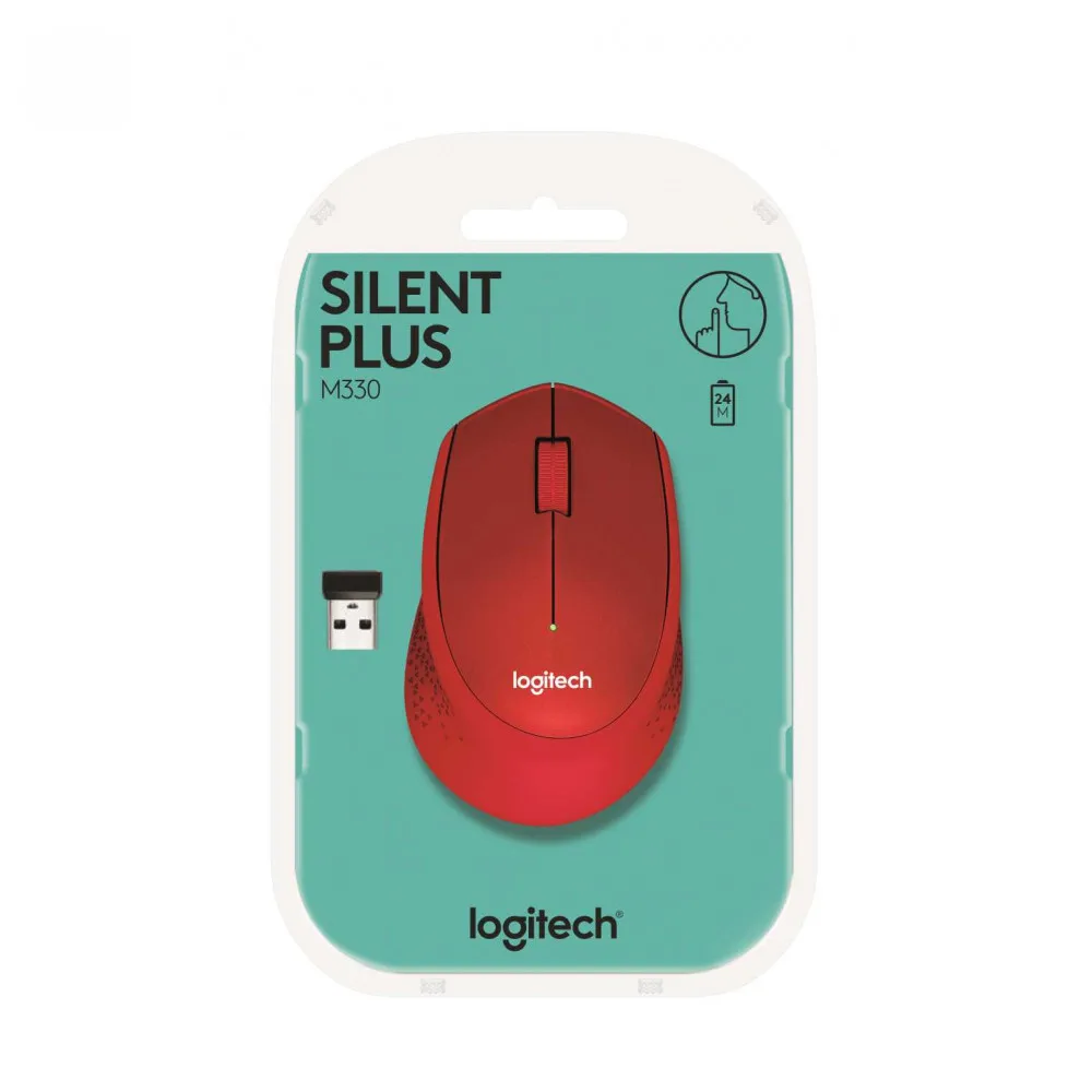 Мышь беспроводная Logitech M330 Silent Plus Red (красная оптическая 1000dpi 2.4 GHz/USB ресивер