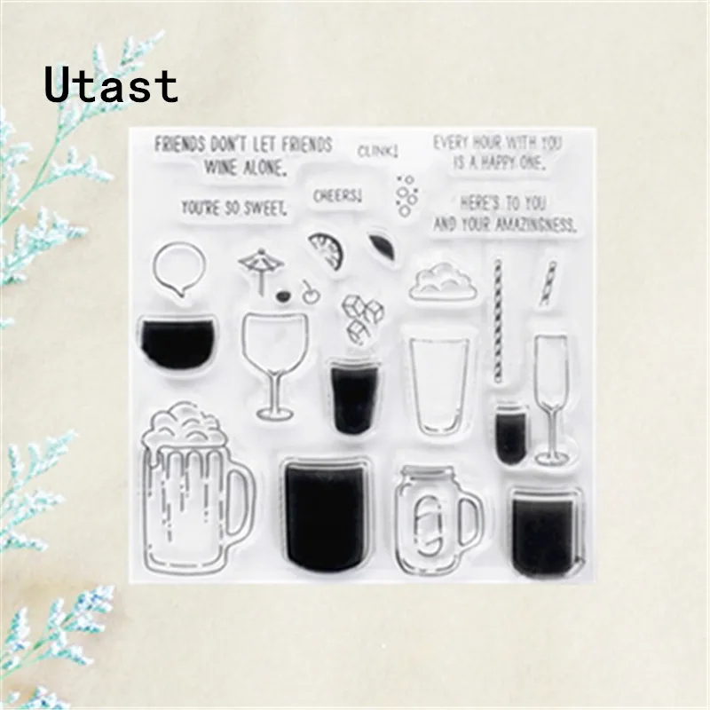 Прозрачный силиконовый штамп для пивной чашки прозрачный резиновый