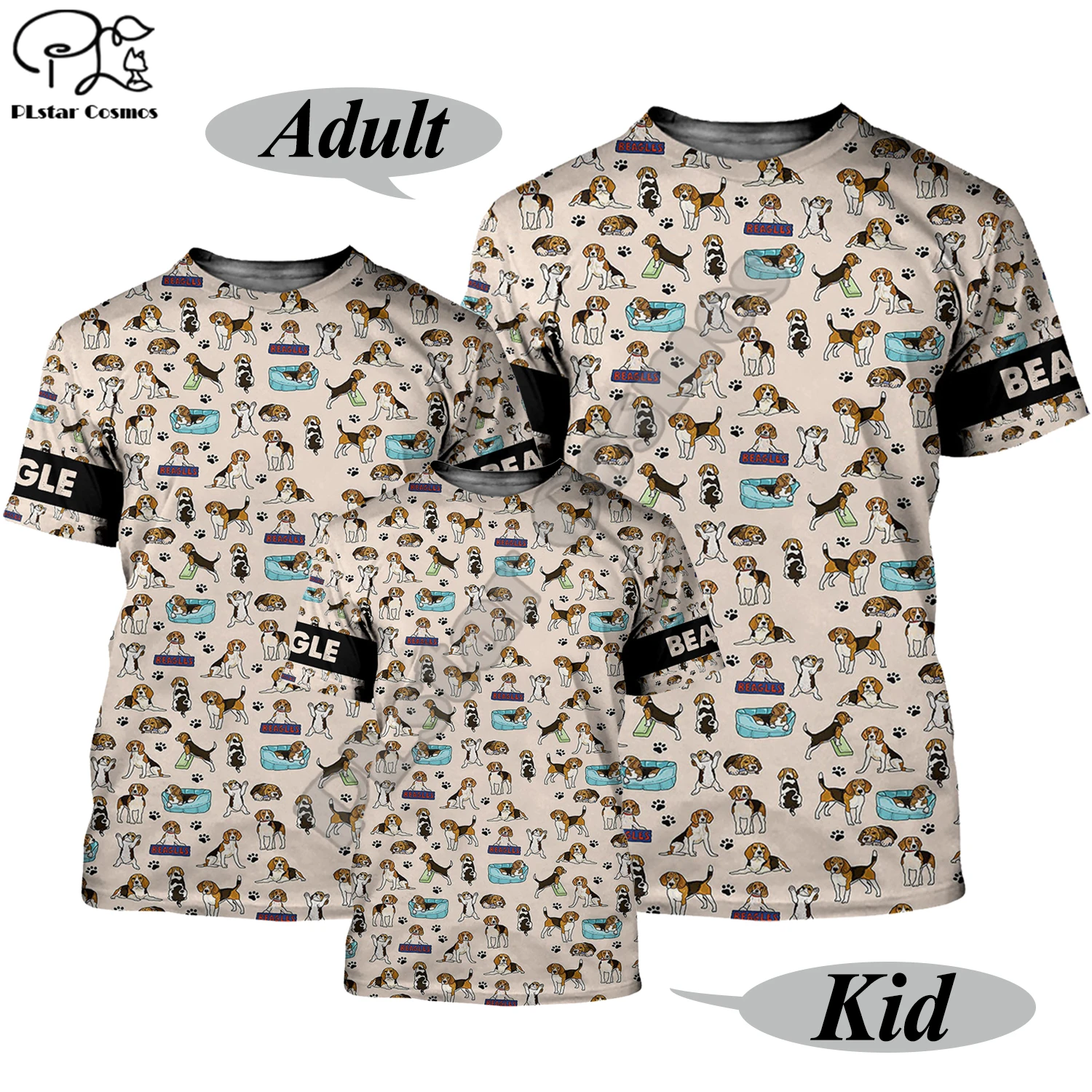 

PLstar Cosmos Summer 3D Print Dog Funny Animal Children's Costume T-Shirts Adult/Kid Short Sleeve Casual Parent-Child Outfit D5