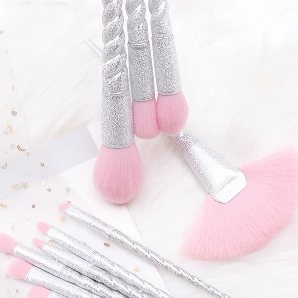 Наборы кистей для макияжа 10 шт. наборы с витой ручкой в виде рога единорога основы