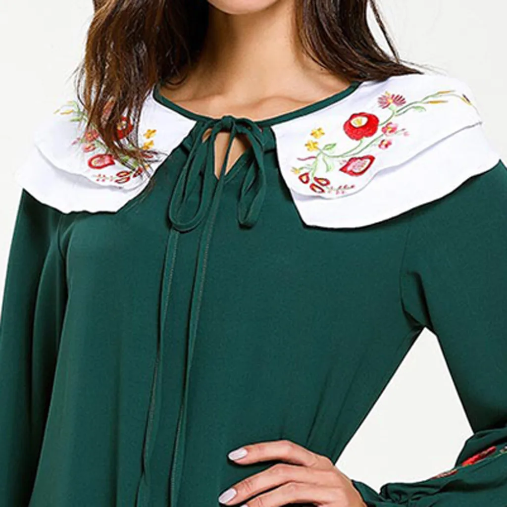 Женское мусульманское платье-макси Abaya арабское платье с длинными рукавами M-4XL |
