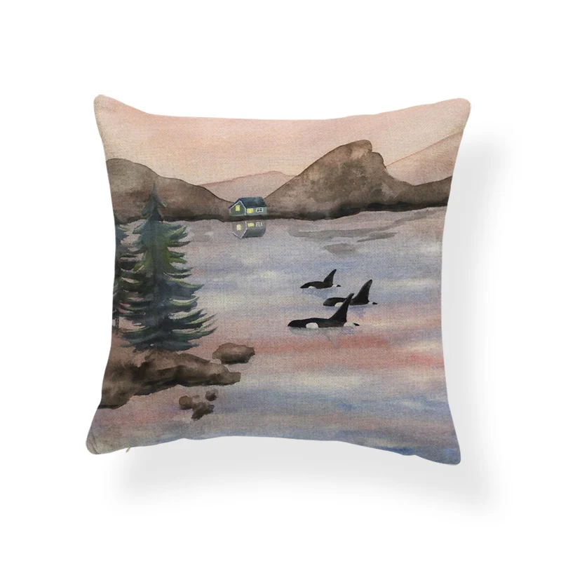 Красивая морская наволочка с животным КИТ Пингвин кактус пляж диван украшение