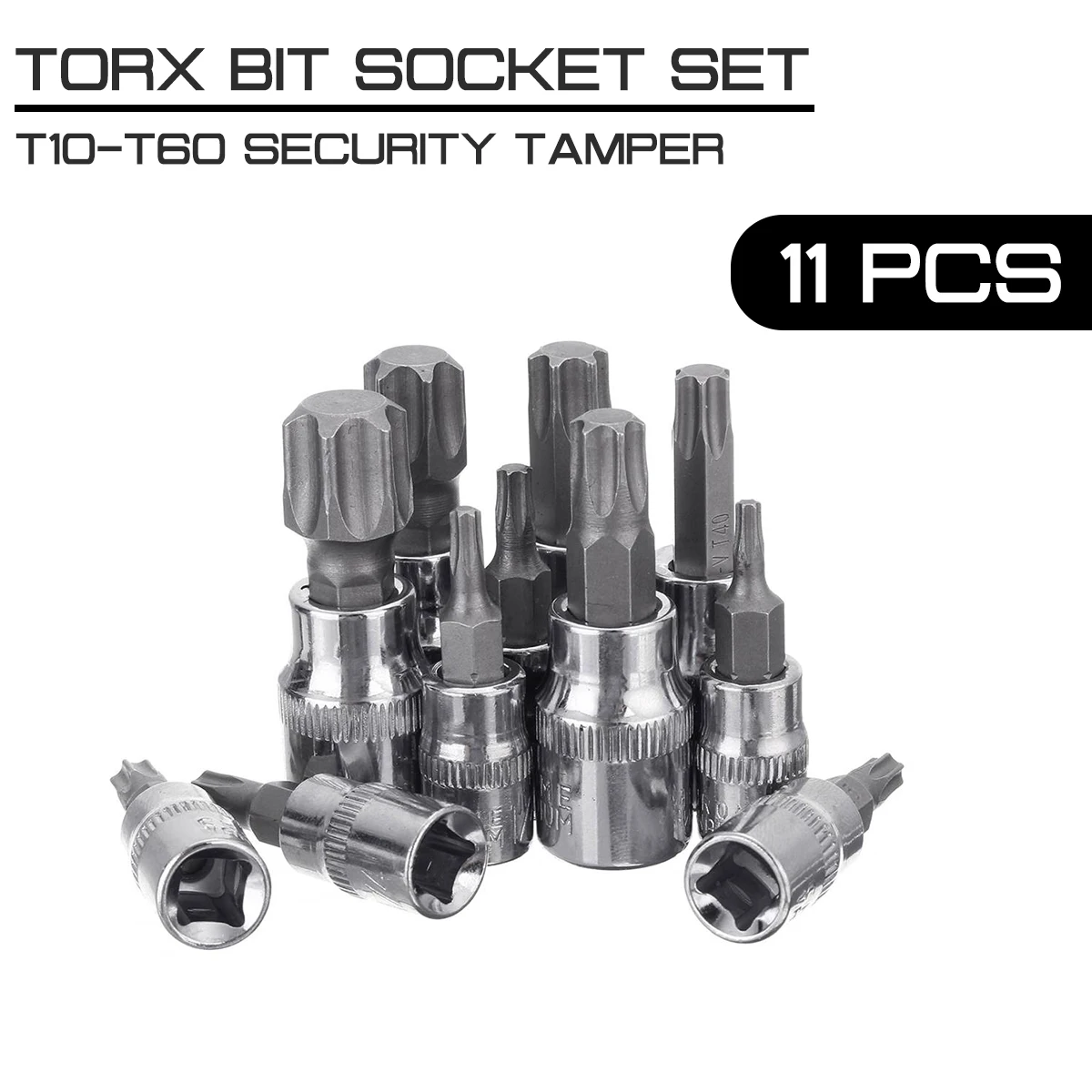 

Car For Repair Bit Socket Set T10-T60 Security Tamper Proof With Hole 1/4" 3/8" Driver on Rail Driver Screwdriver Hand Tool