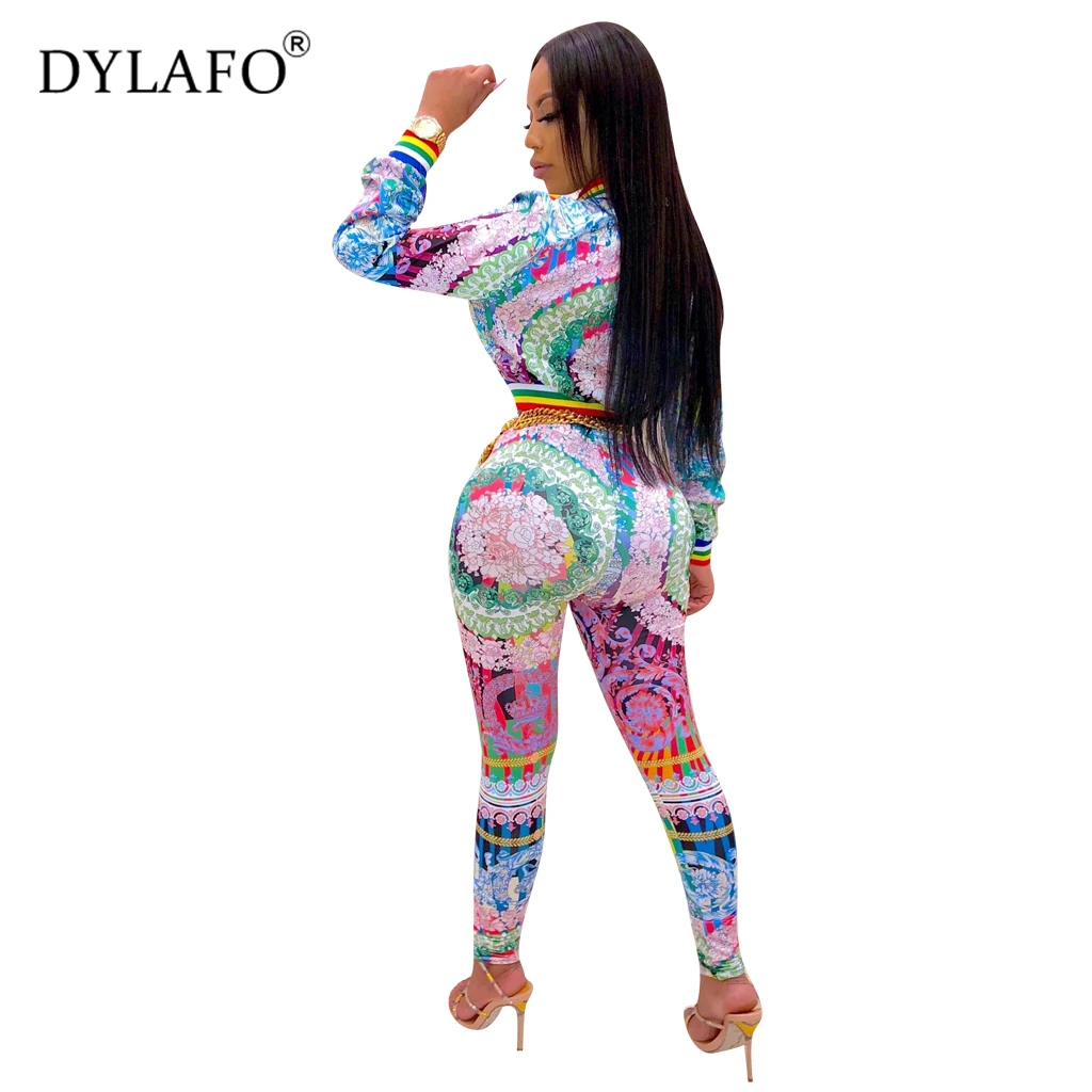 2019 New Autumn Winter Women Long Sleeve Print Jackets Pants Suit two piece set Casual Sporting Tracksuit Outfit Sweatsuit |
