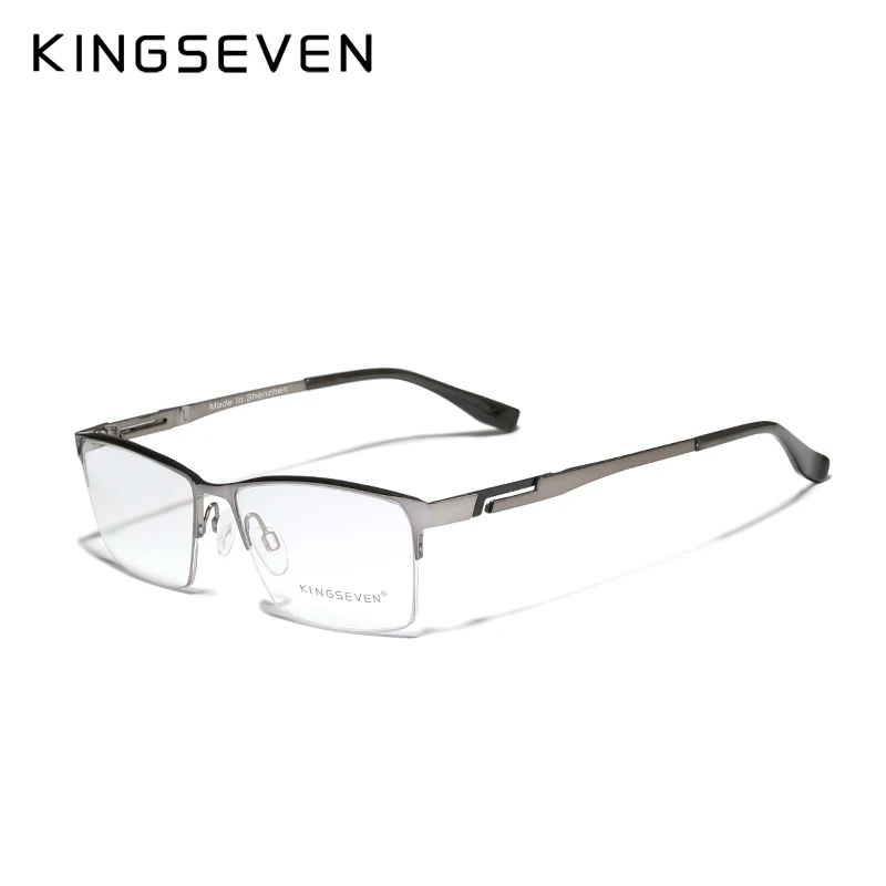 KINGSEVEN Men's Glasses Pure Titanium Half Frame Fashion Trending Eyewear  Support custom prescription lenses 1.56  1.61
