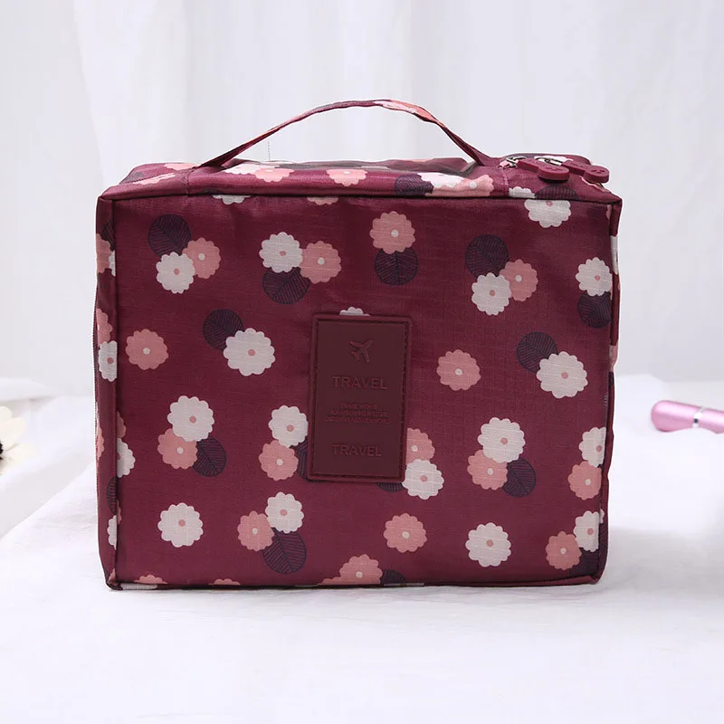 Wine red daisy Новинка, многофункциональная косметичка для путешествий, женская сумка, косметички, органайзер для туалетного столика, женские водонепроницаемые футляры для хранения - Цвет: Wine red daisy