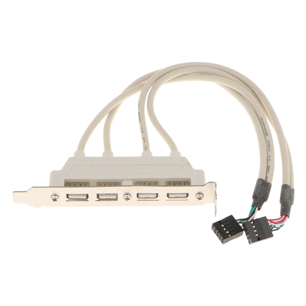 

Dual 10Pin Motherboard Header to 4 Port USB2.0 Back Panel Slot Bracket Cable