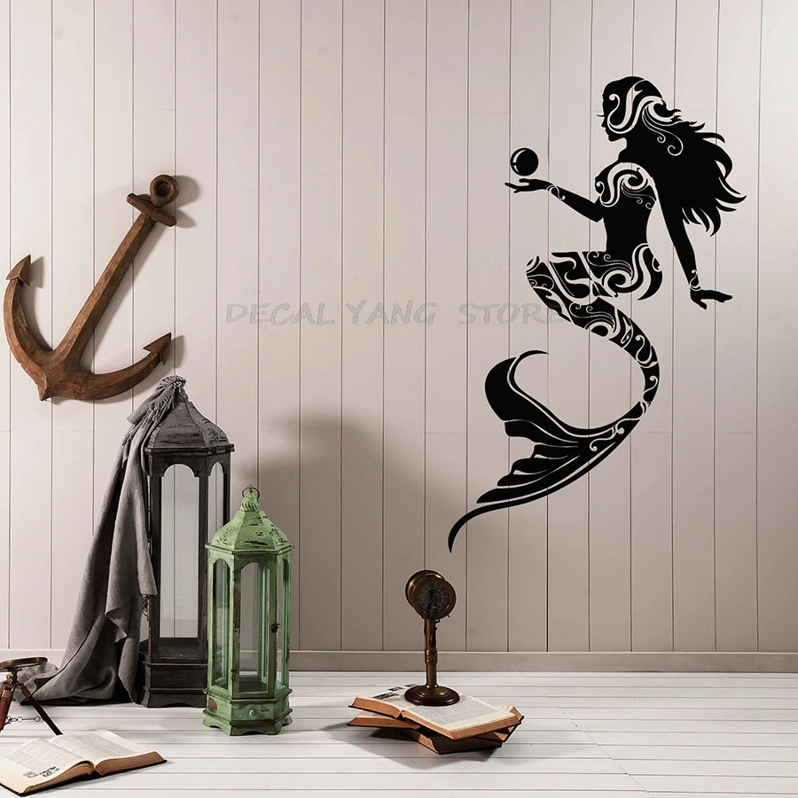 

Fairy Wall Decal Ornament Window Sea Mermaid Nautical Creative Home Decor for Kids Girls Bedroom Bathroom Vinyl Stickers 1693