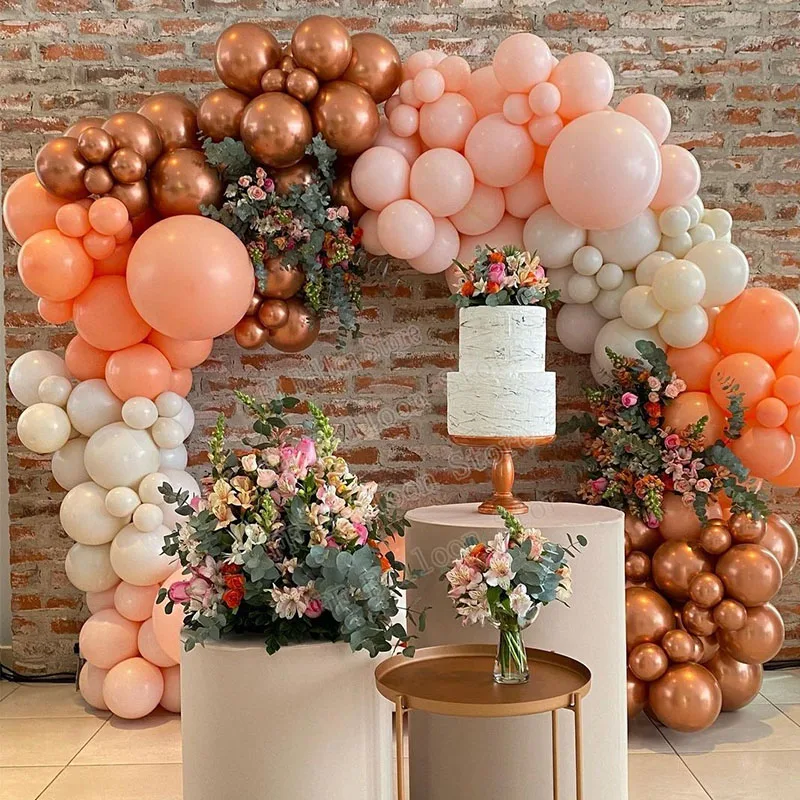 

168pcs Latex Balloons Garland Retro Pink Balon Kit Metallic Rose Gold Globos Wedding Birthday Baby Shower Party DIY Decor