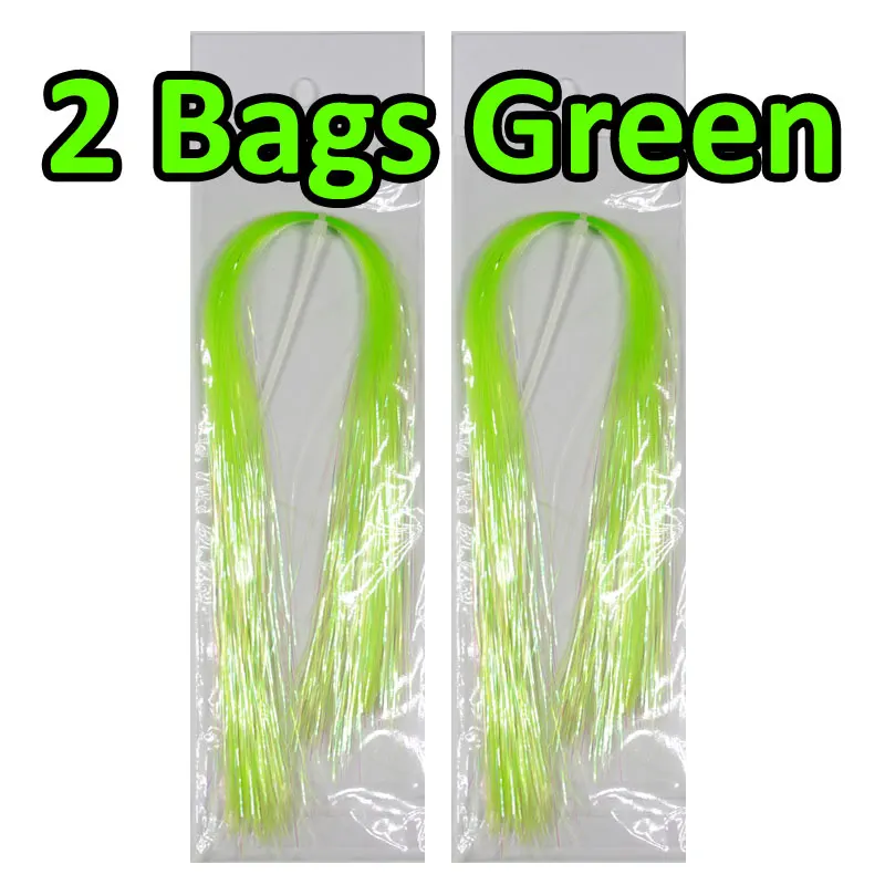 2 bags green Bimoo 2 упаковки УФ лед крыло мухобойка Flashabou трубка Щука мухобойка материалы приманка джиг DIY вспышки - Цвет: 2 bags green