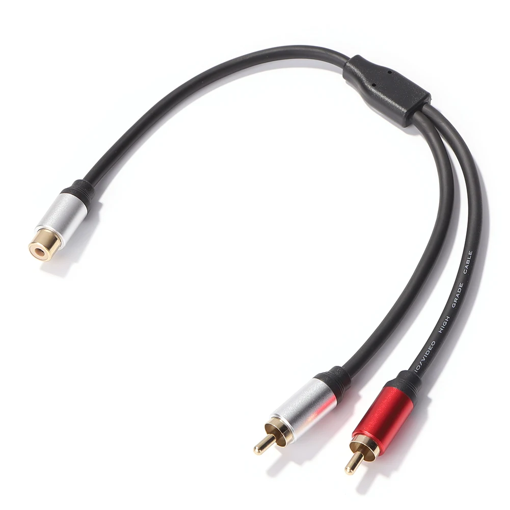 Металлический аудиокабель 2 RCA штекер к 1 разъем Y-образный разветвитель Кабель